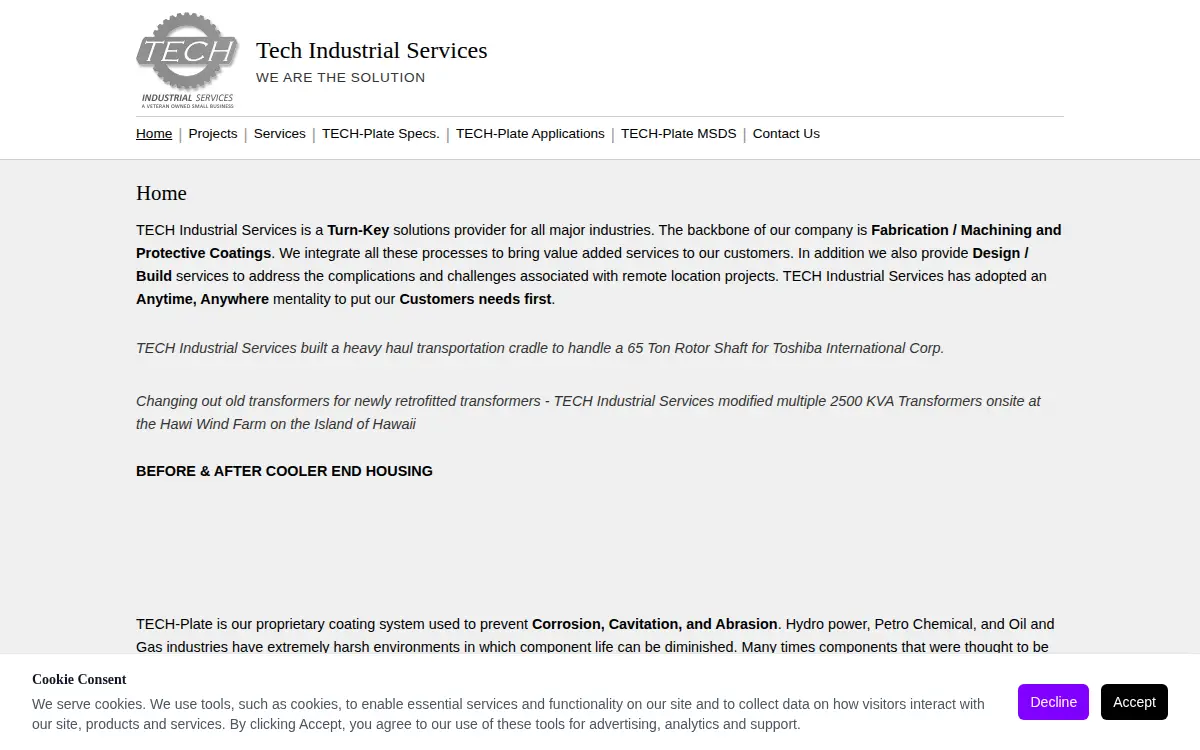 Homepage of Tech Heavy Industries, INC.