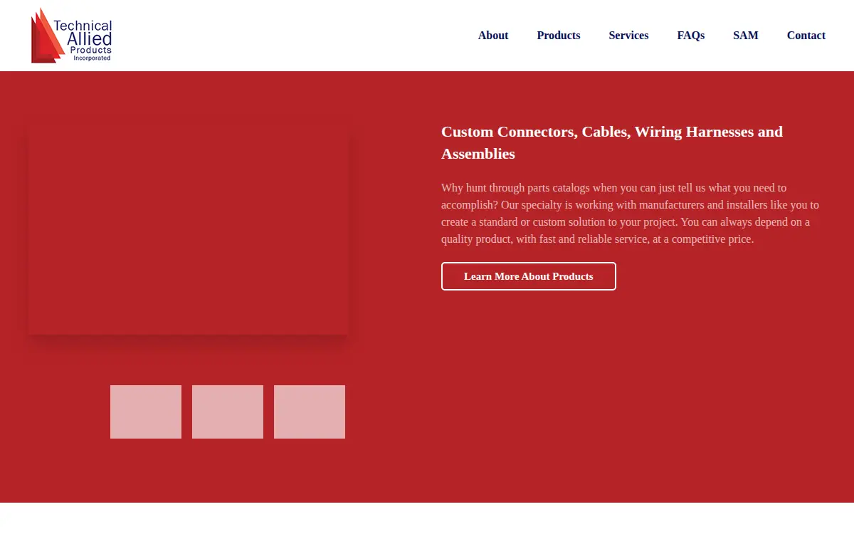 Homepage of Technical Allied Products, INC.