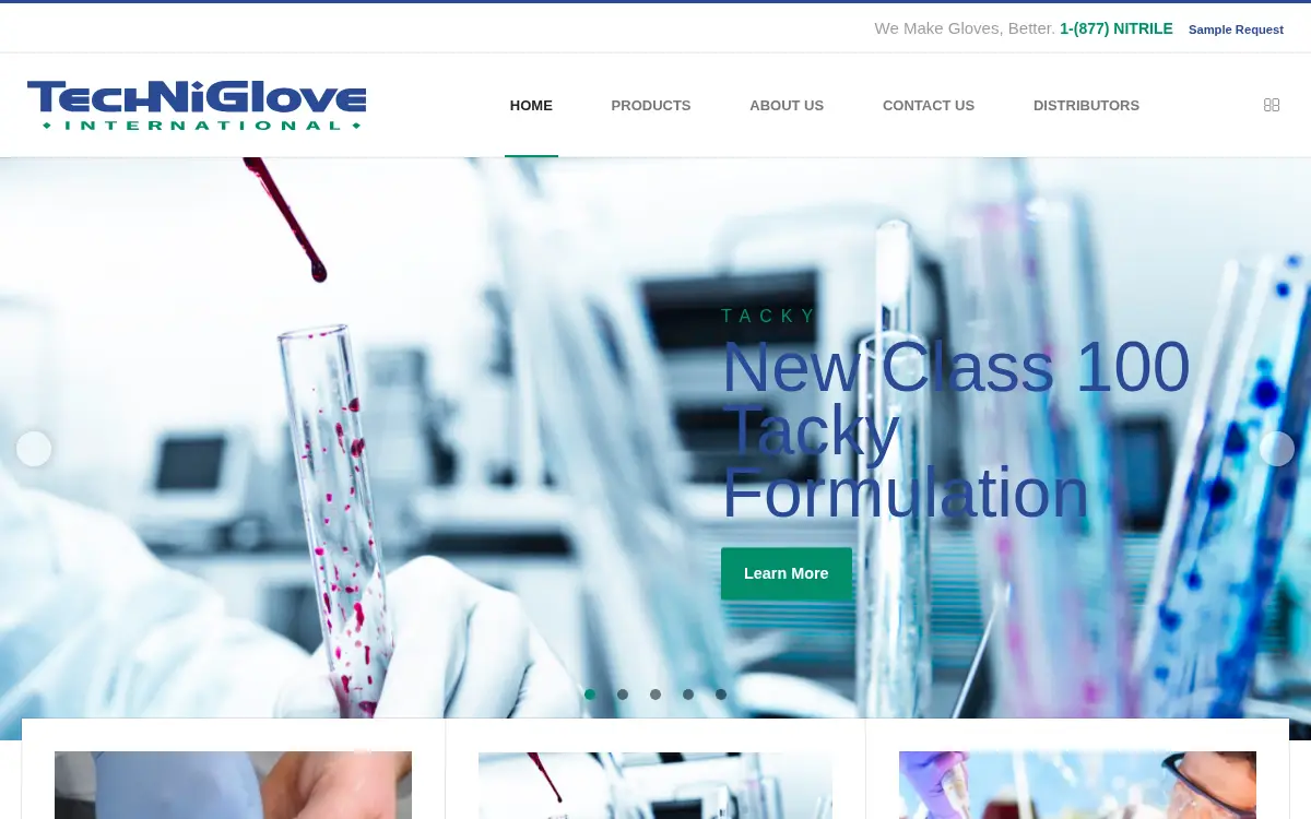 Homepage of Techniglove International, INC.