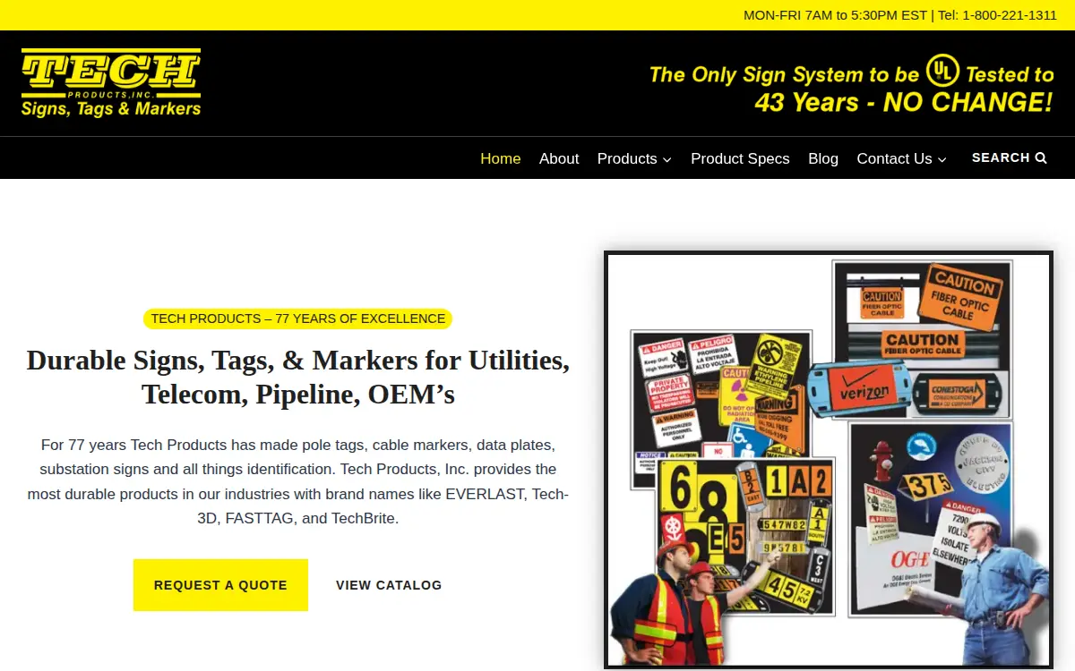 Homepage of Tech Products INC