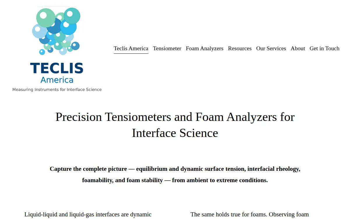 Homepage of Teclis America Corporation