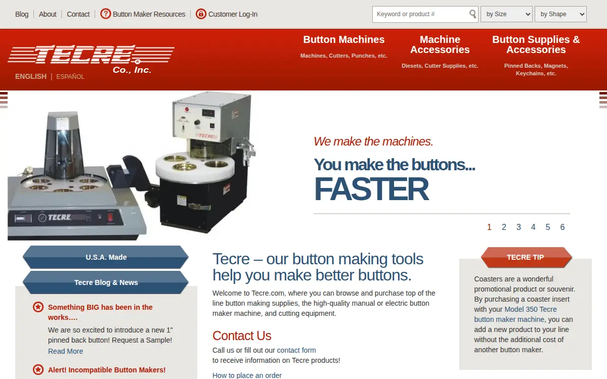 Homepage of Tecre CO INC