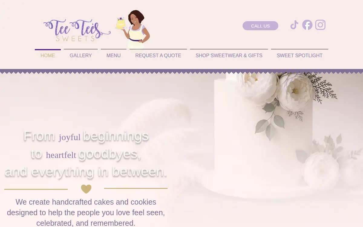 Homepage of Tee Tee's Sweets LLC