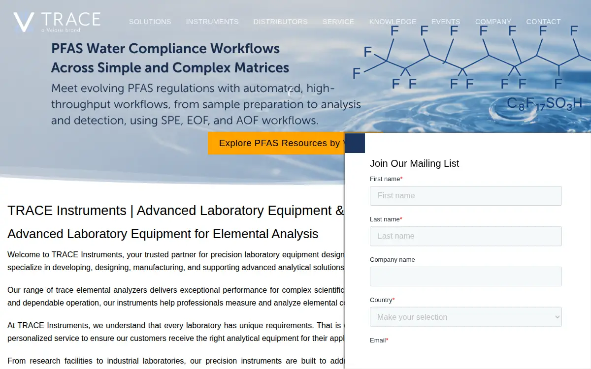 Homepage of Te Instruments Usa, LLC