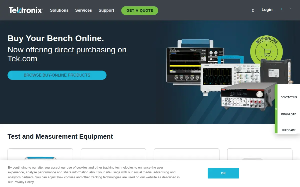 Homepage of Tektronix, INC.