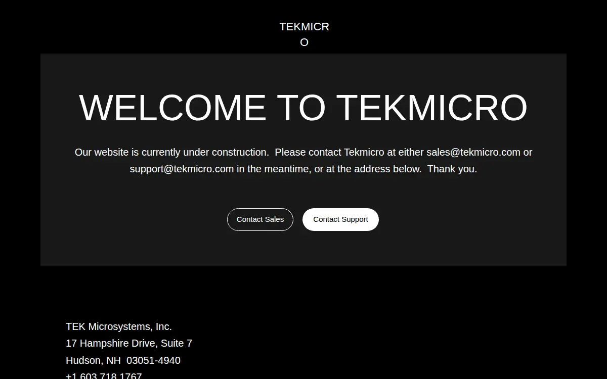 Homepage of Tek Microsystems, Incorporated