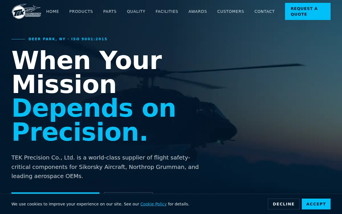 Homepage of Tek Precision CO Limited