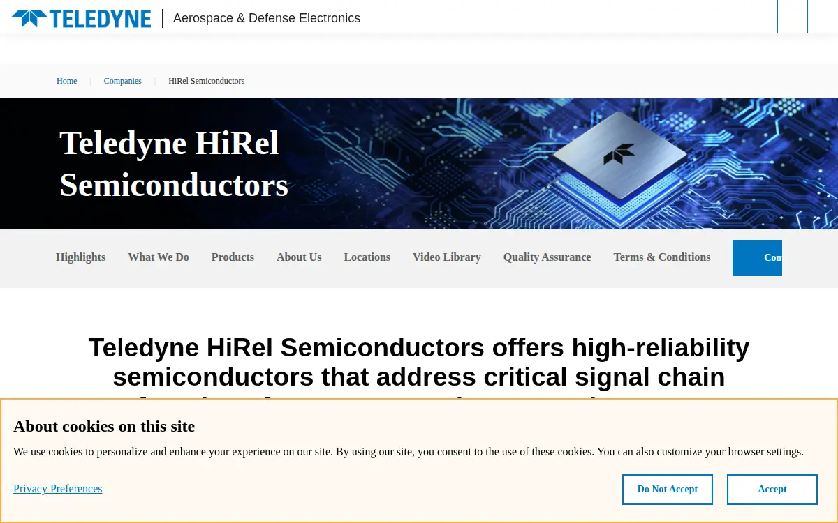 Homepage of Teledyne Risi, INC.
