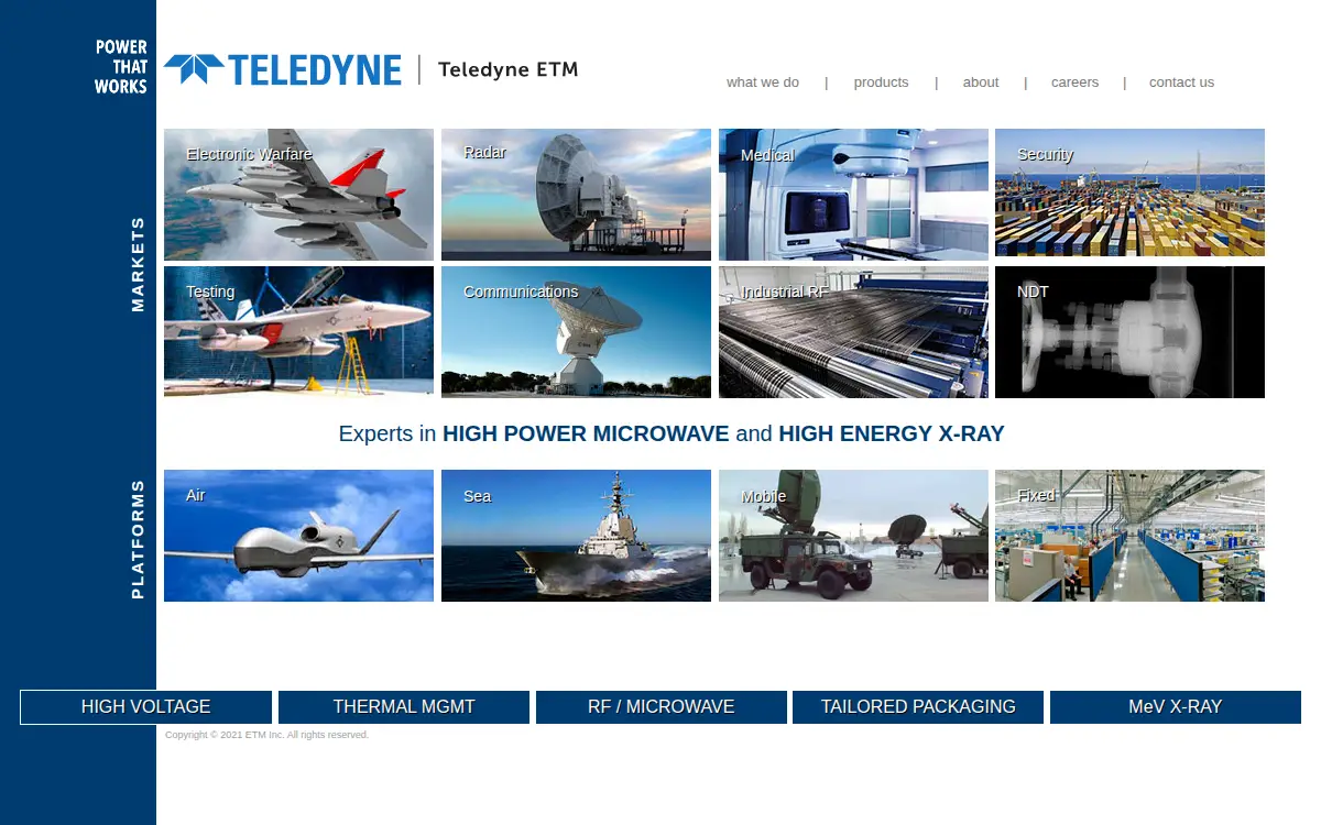 Homepage of Teledyne Etm INC
