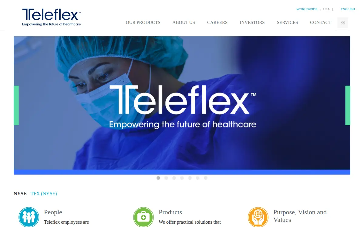 Homepage of Teleflex Medical Incorporated