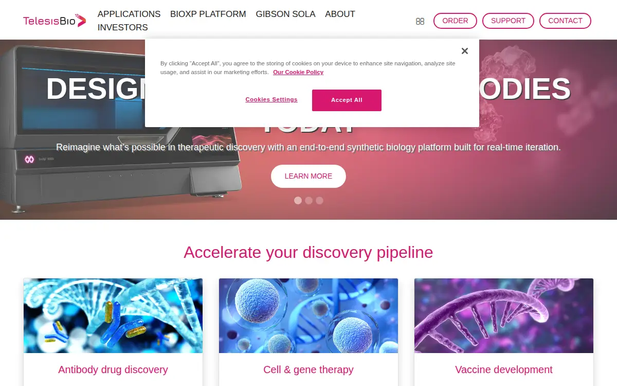 Homepage of Telesis Bio INC.
