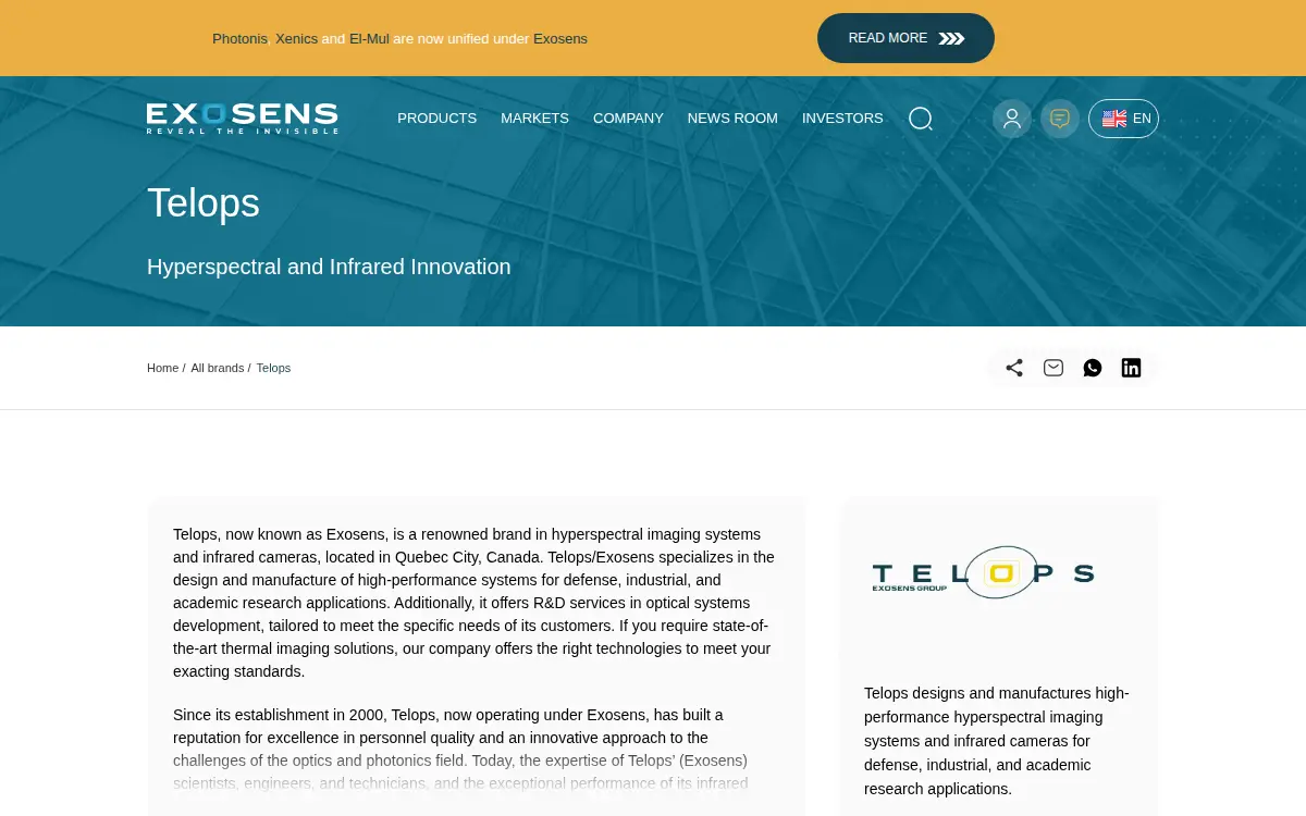Homepage of Telops Usa, INC