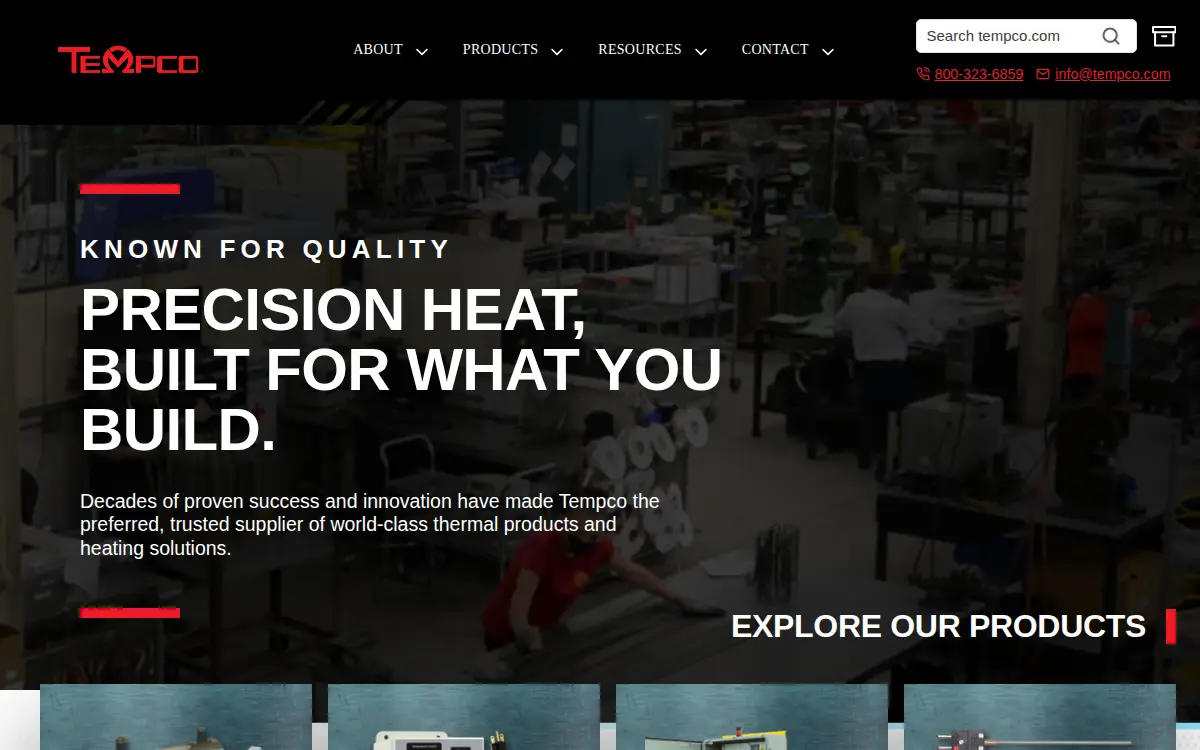 Homepage of Tempco Electric Heater Corporation