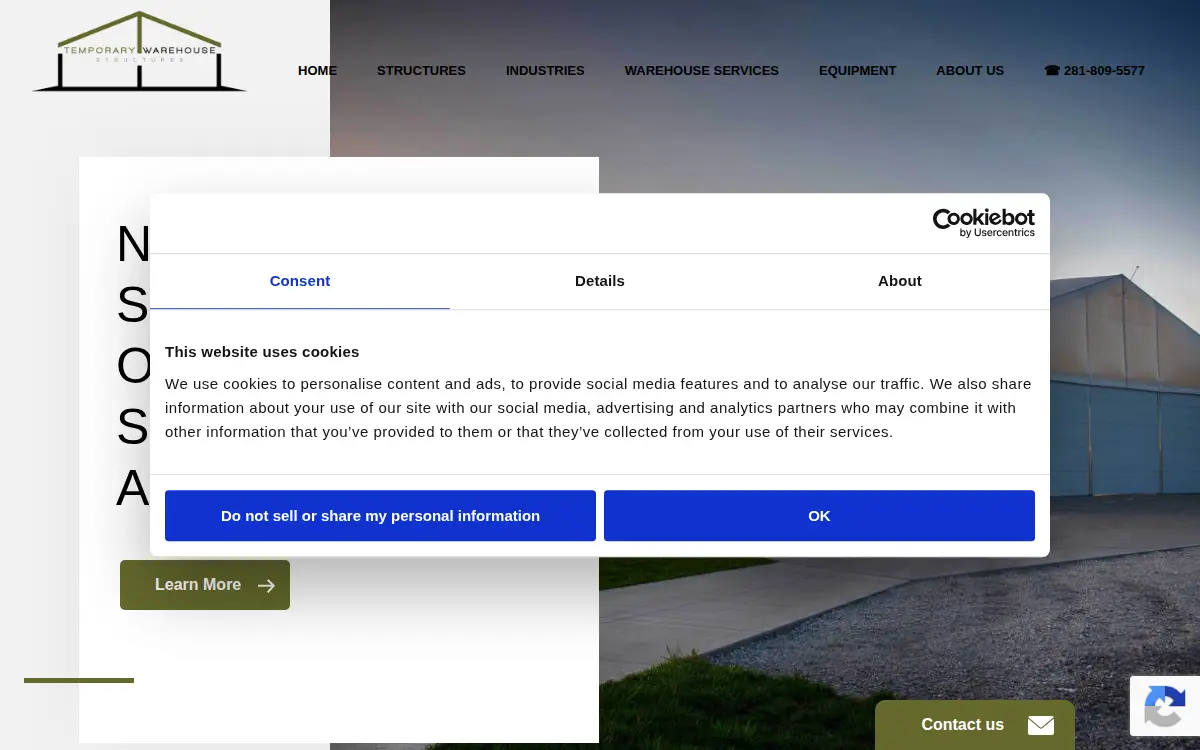 Homepage of Temporary Warehouse Structures, LLC