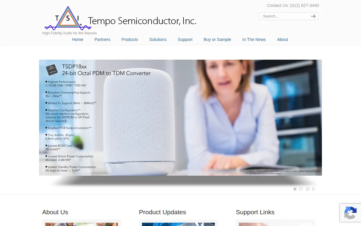Homepage of Tempo Semiconductor INC
