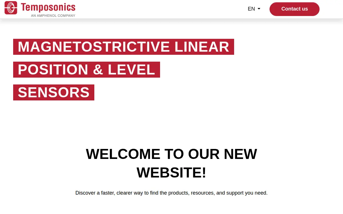 Homepage of Temposonics, LLC