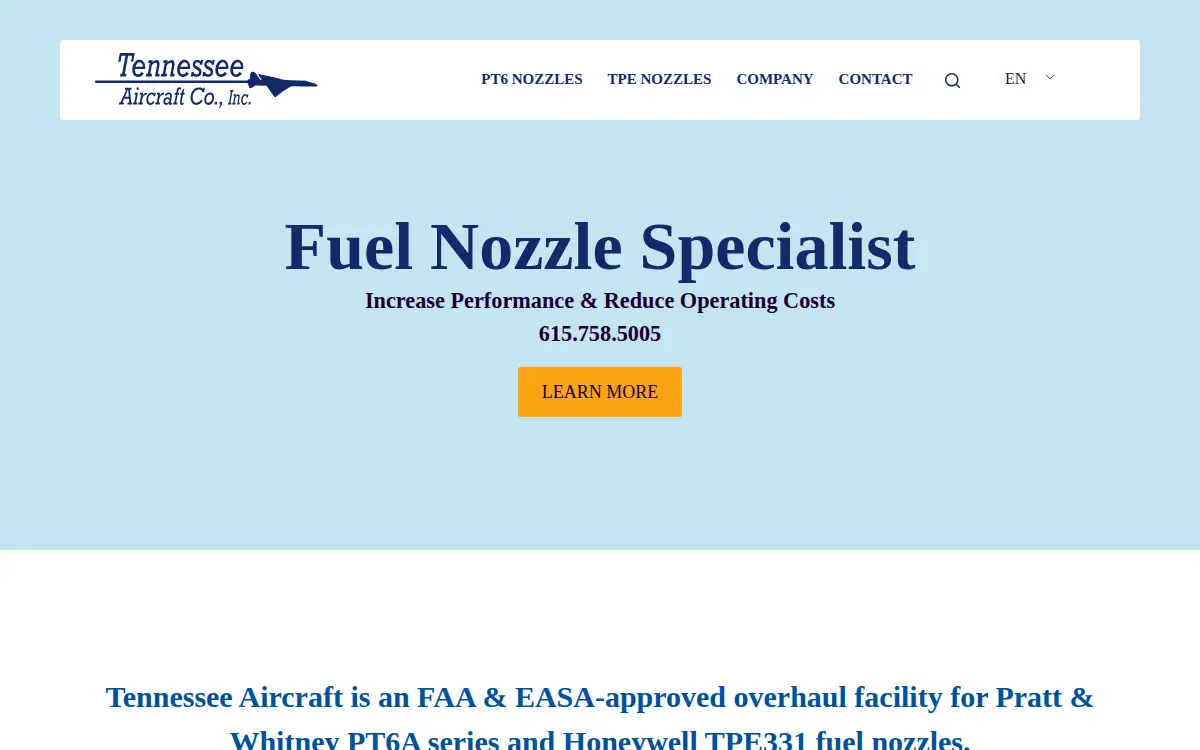 Homepage of Tennessee Aircraft Company, INC.