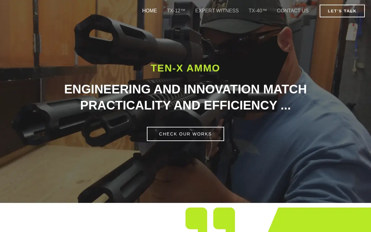 Homepage of Ten-x Ammunition INC