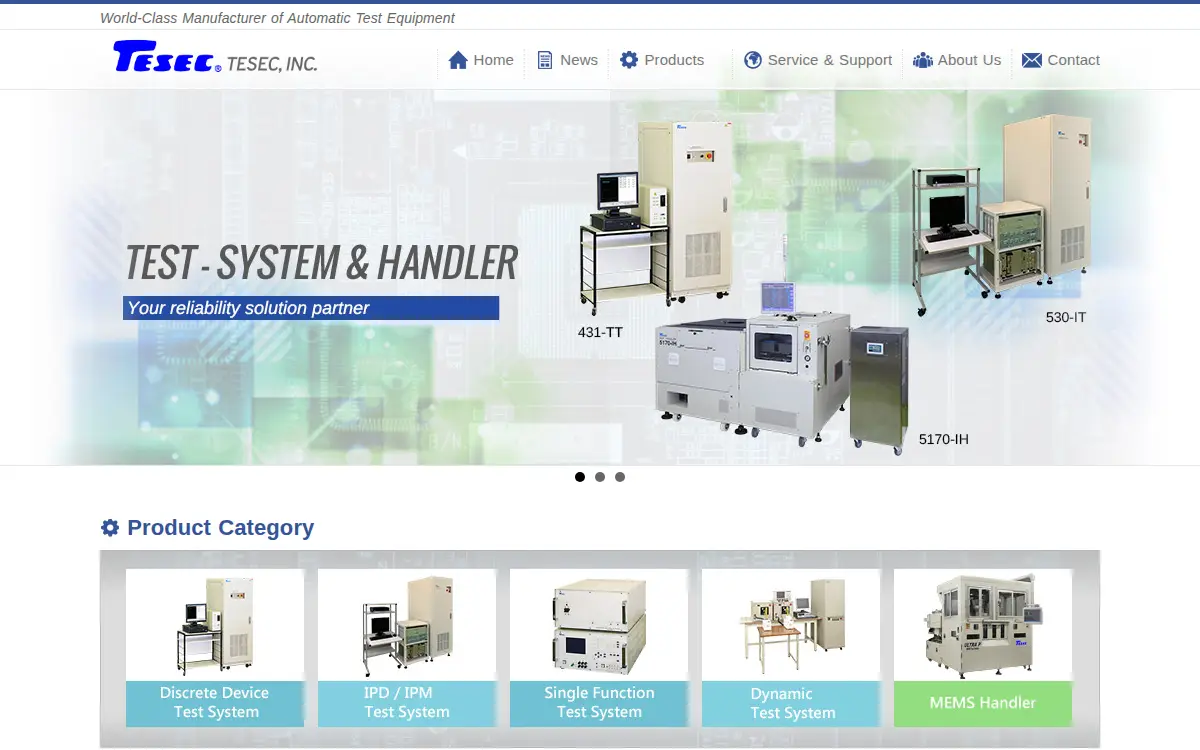 Homepage of Tesec, INC.