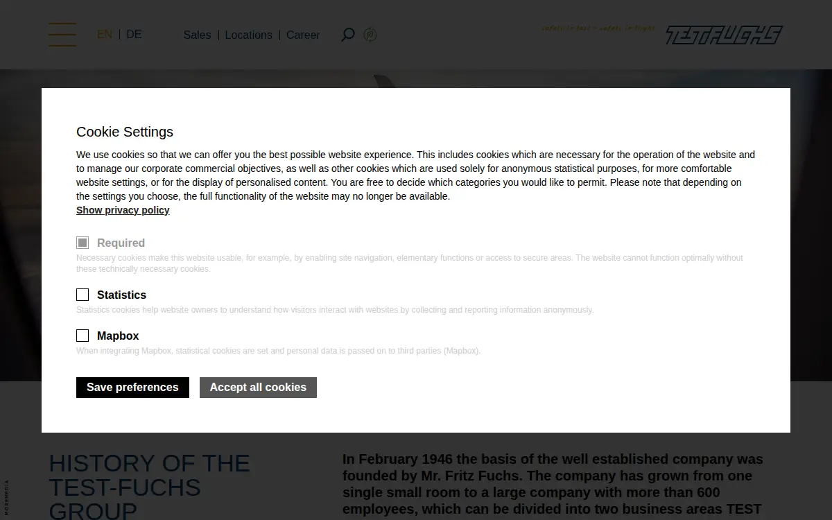 Homepage of Test-fuchs CORP