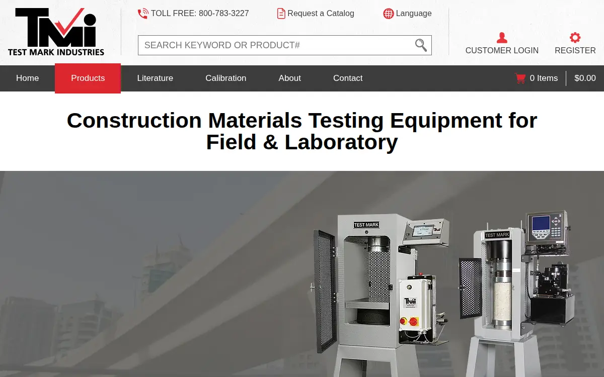 Homepage of Test Mark Industries INC