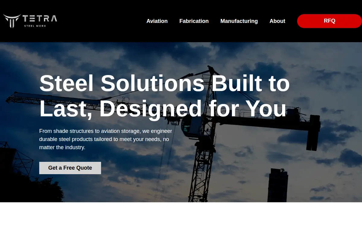 Homepage of Tetra Steel Worx Ok, INC.