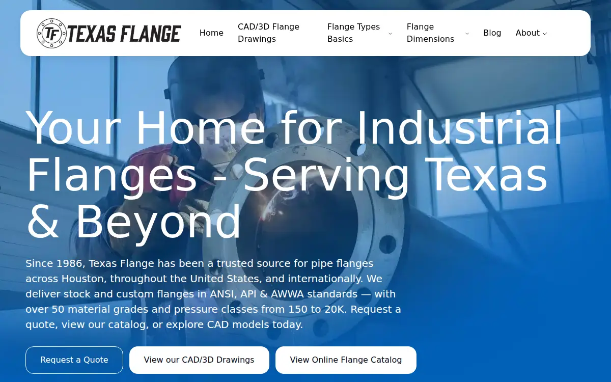 Homepage of Texas Flange & Fitting Supply INC
