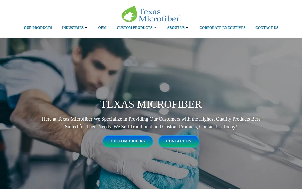 Homepage of Texas Microfiber Incorporated