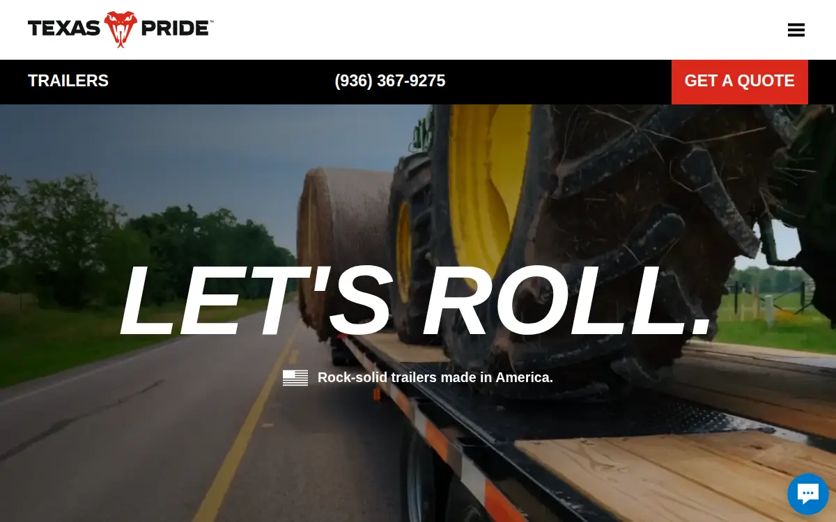 Homepage of Texas Pride Trailers, LLC
