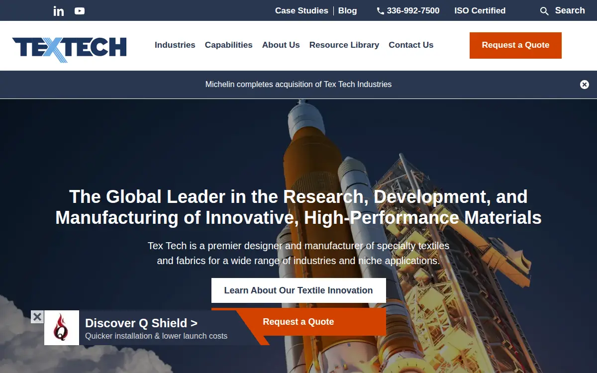 Homepage of Tex-tech Coatings, LLC