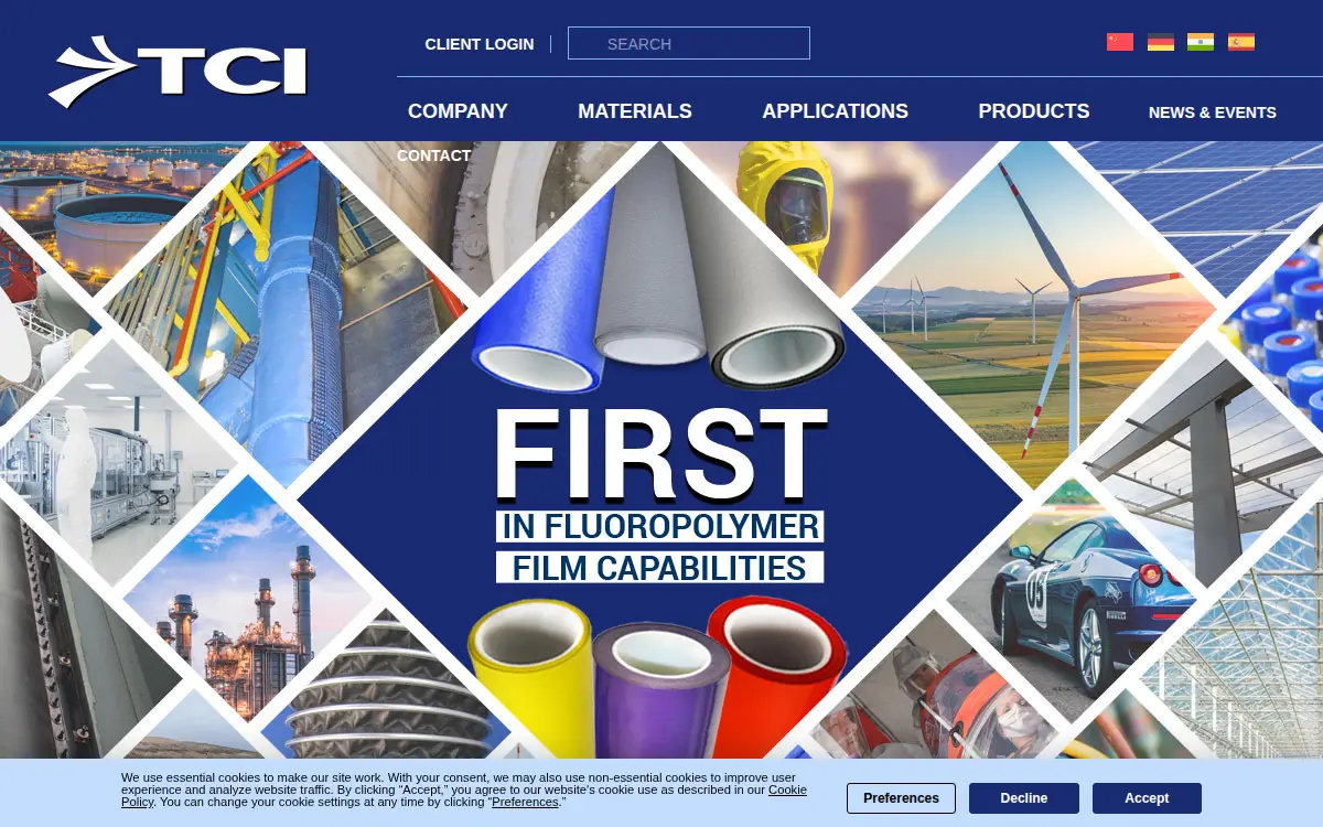 Homepage of Textiles Coated, Incorporated