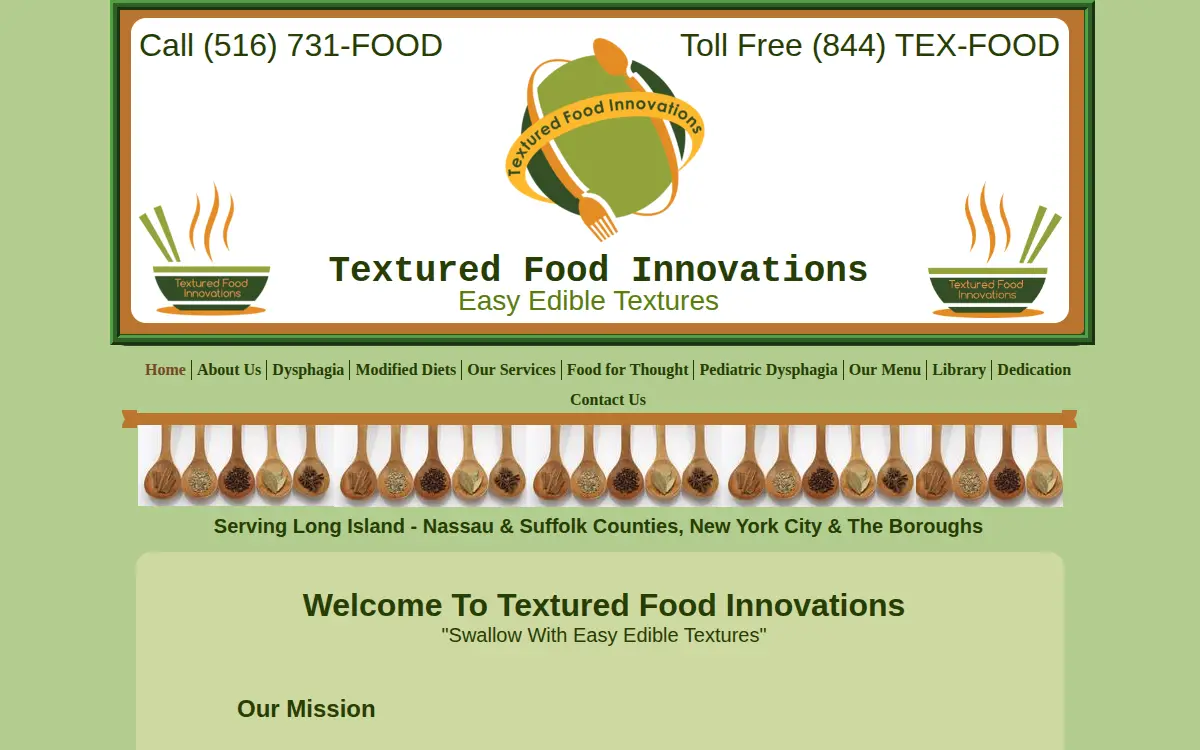 Homepage of Textured Food Innovations (tfi) LLC