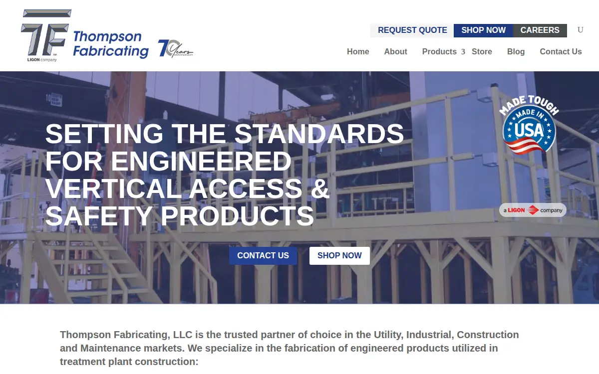 Homepage of Thompson Fabricating, LLC