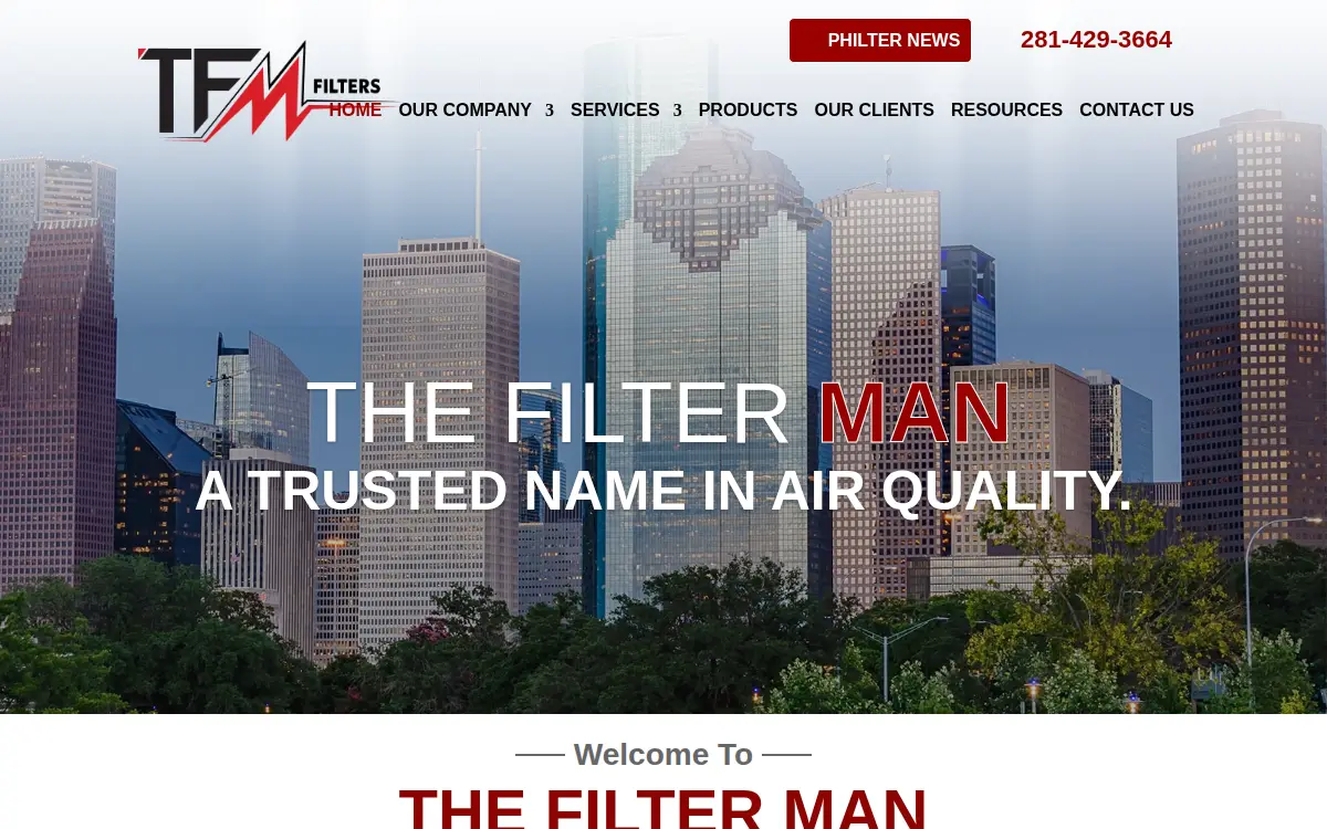 Homepage of The Filter Man, LLC