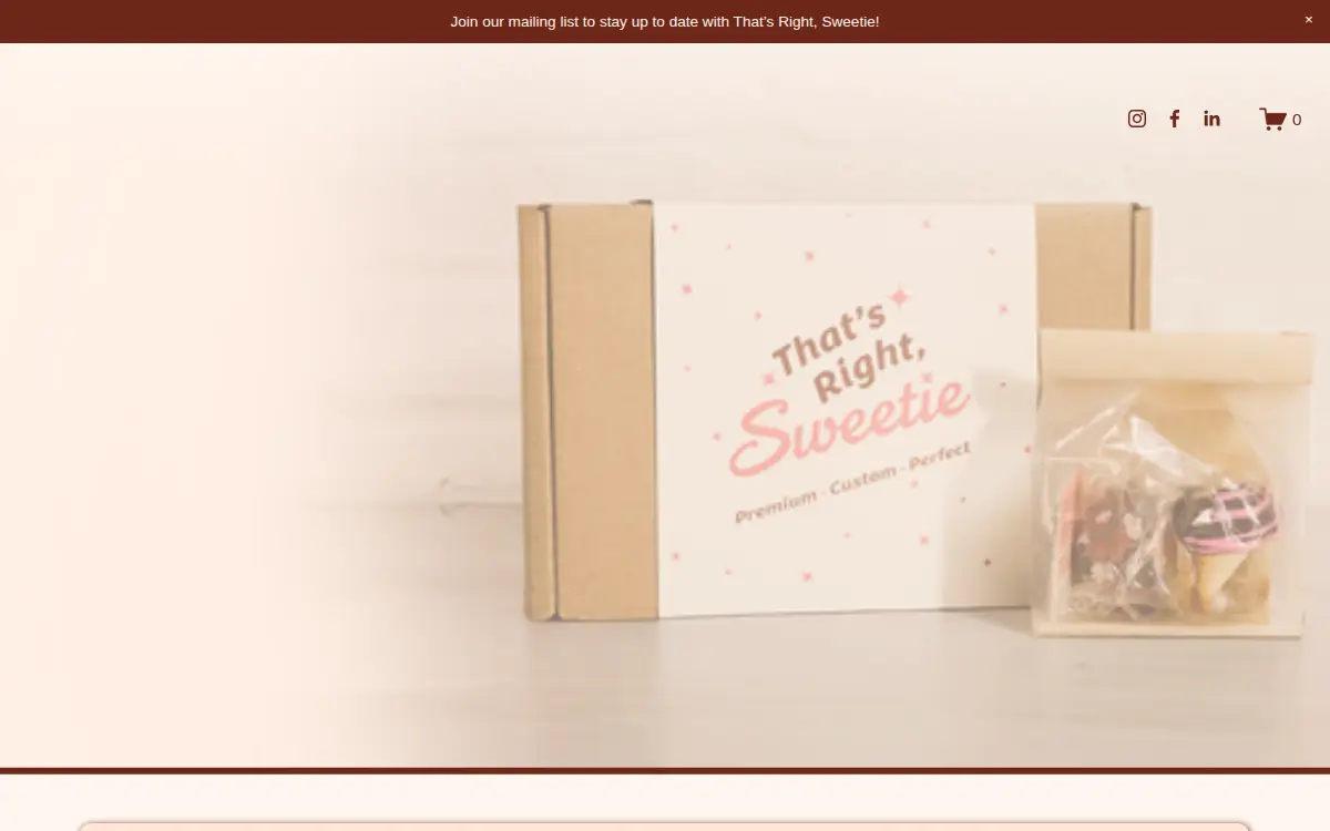 Homepage of That's Right, Sweetie LLC