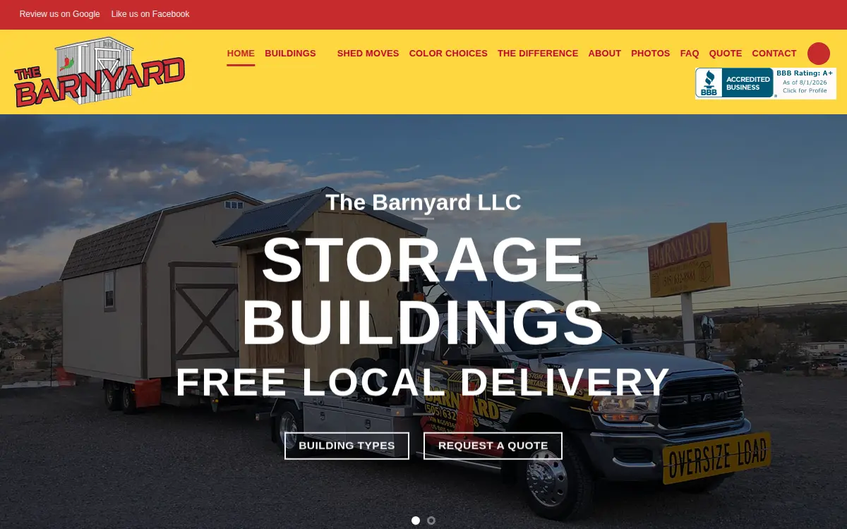 Homepage of The Barnyard, LLC