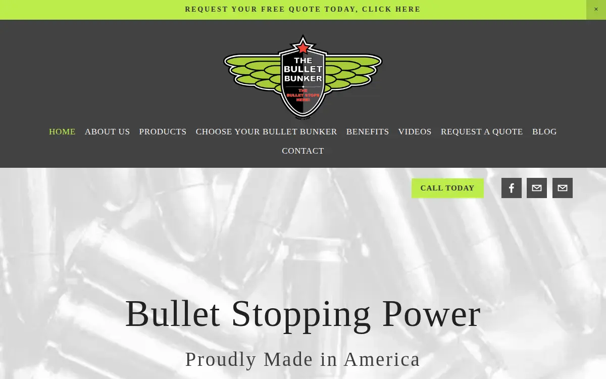 Homepage of Universal Bullet Traps, LLC