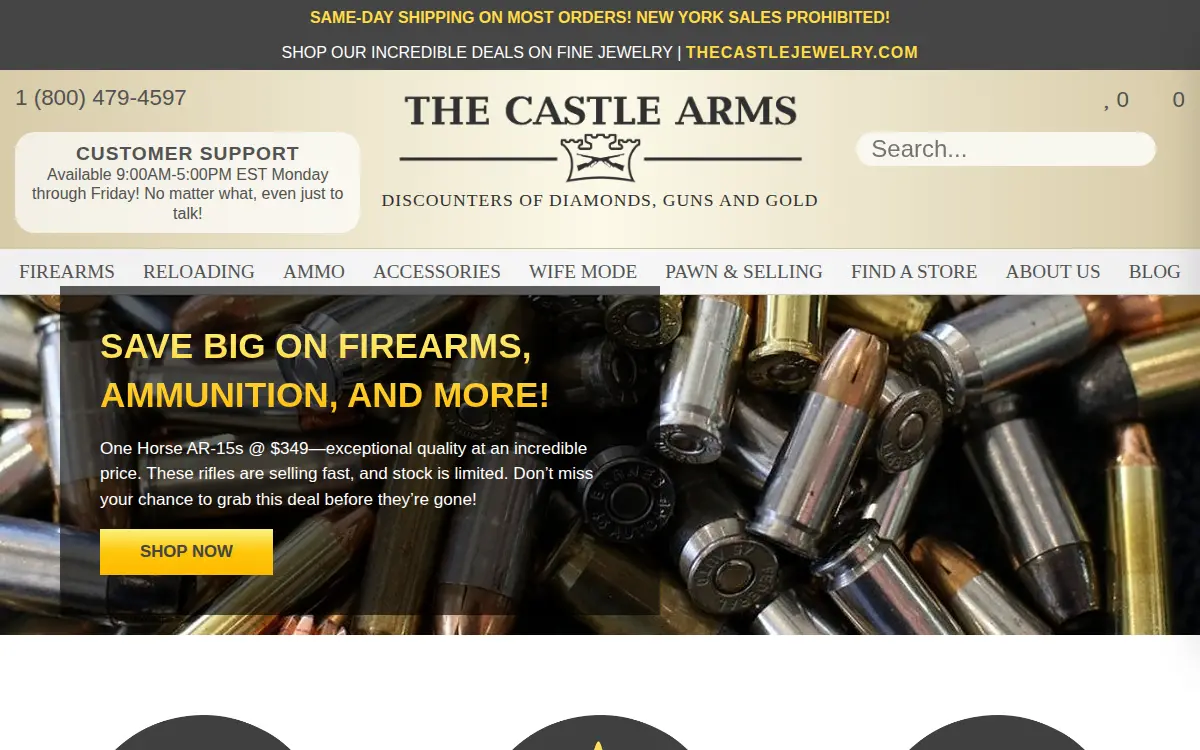 Homepage of The Castle Arms, LLC