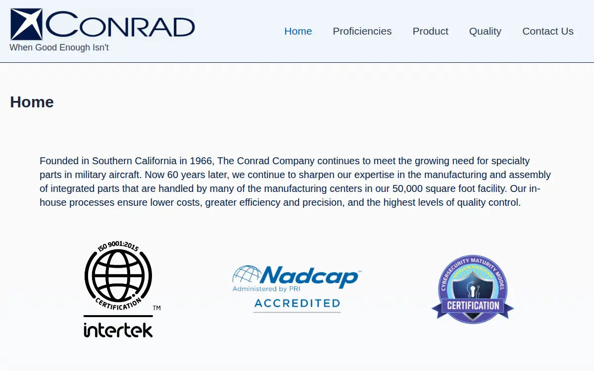 Homepage of The Conrad Company