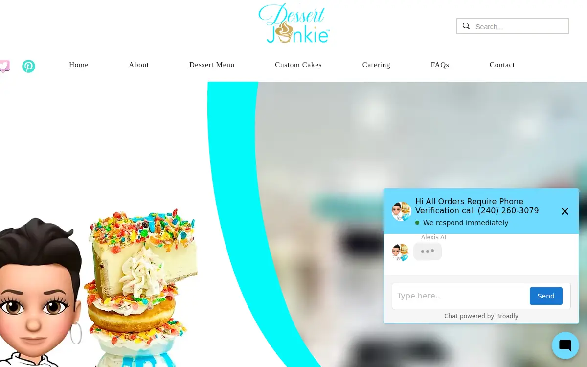 Homepage of The Dessert Junkie LLC