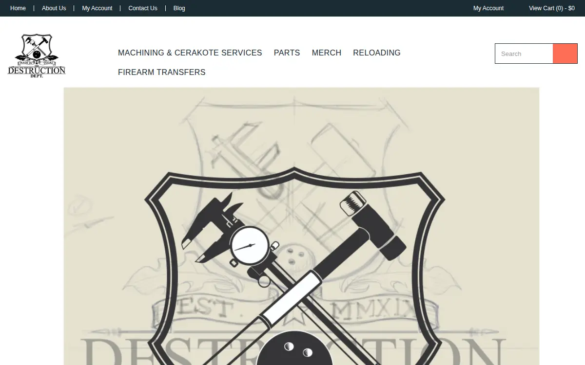 Homepage of The Destruction Department, LLC