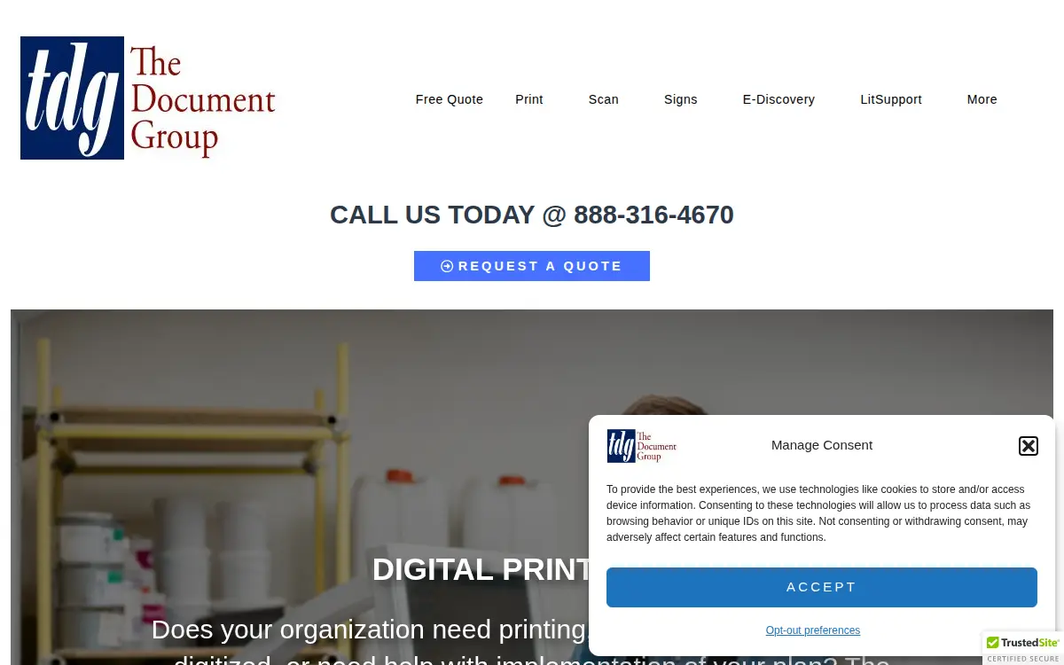 Homepage of The Document Group, INC.