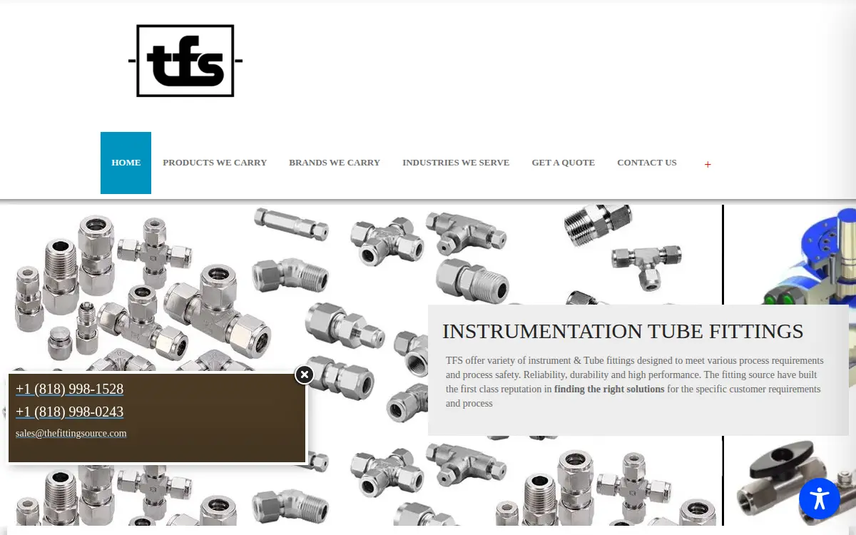Homepage of Fitting Source, INC