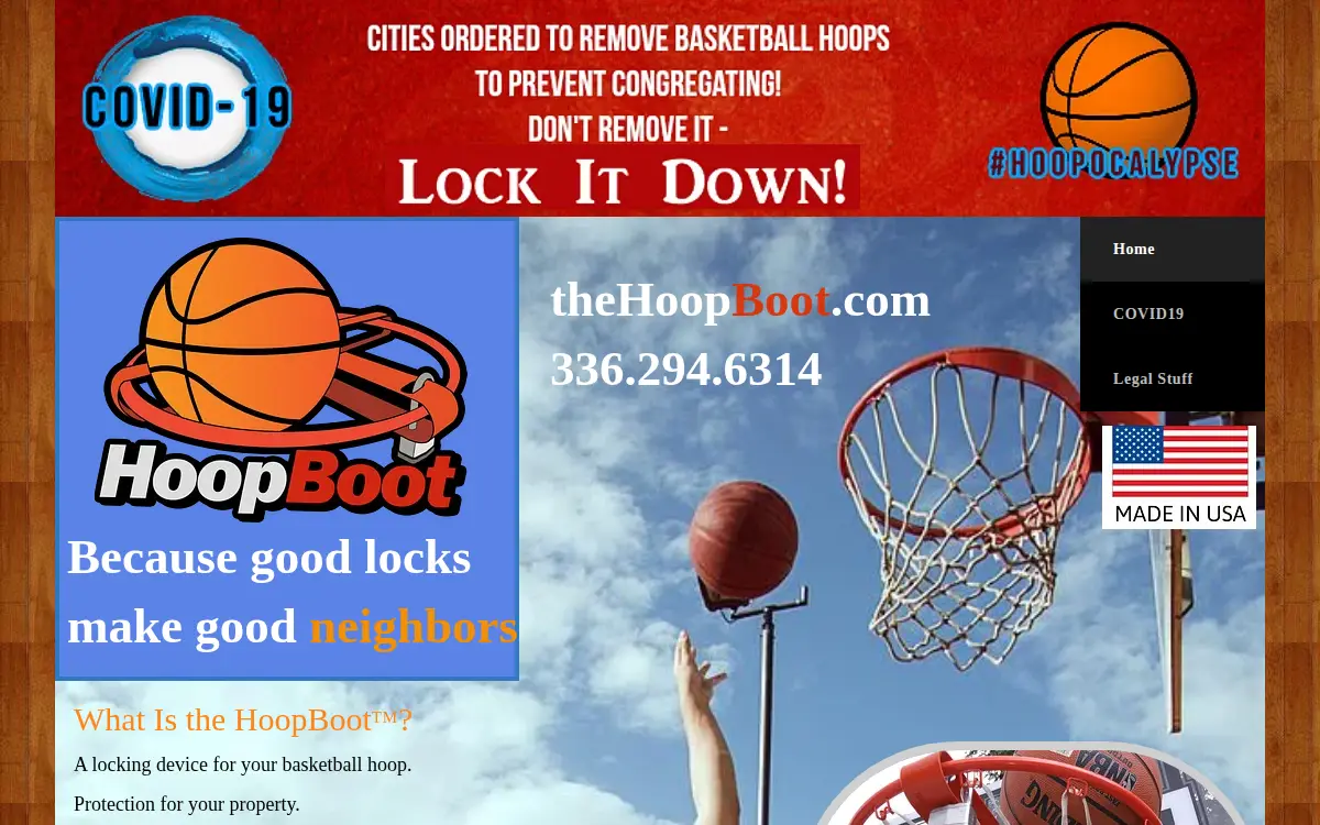 Homepage of Hoopboot LLC