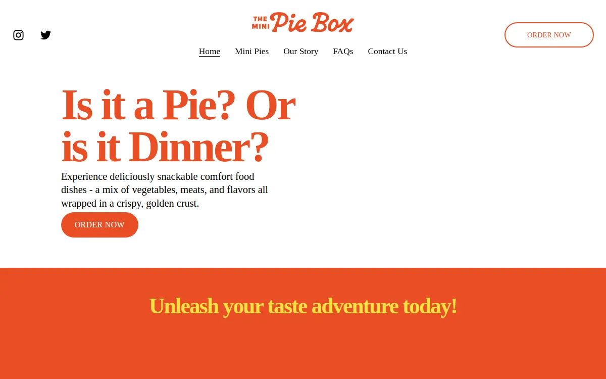 Homepage of The Mini Pie Box, LLC