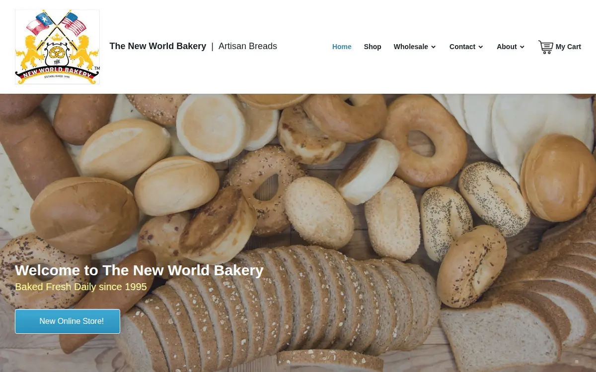 Homepage of The New World Bakery, INC