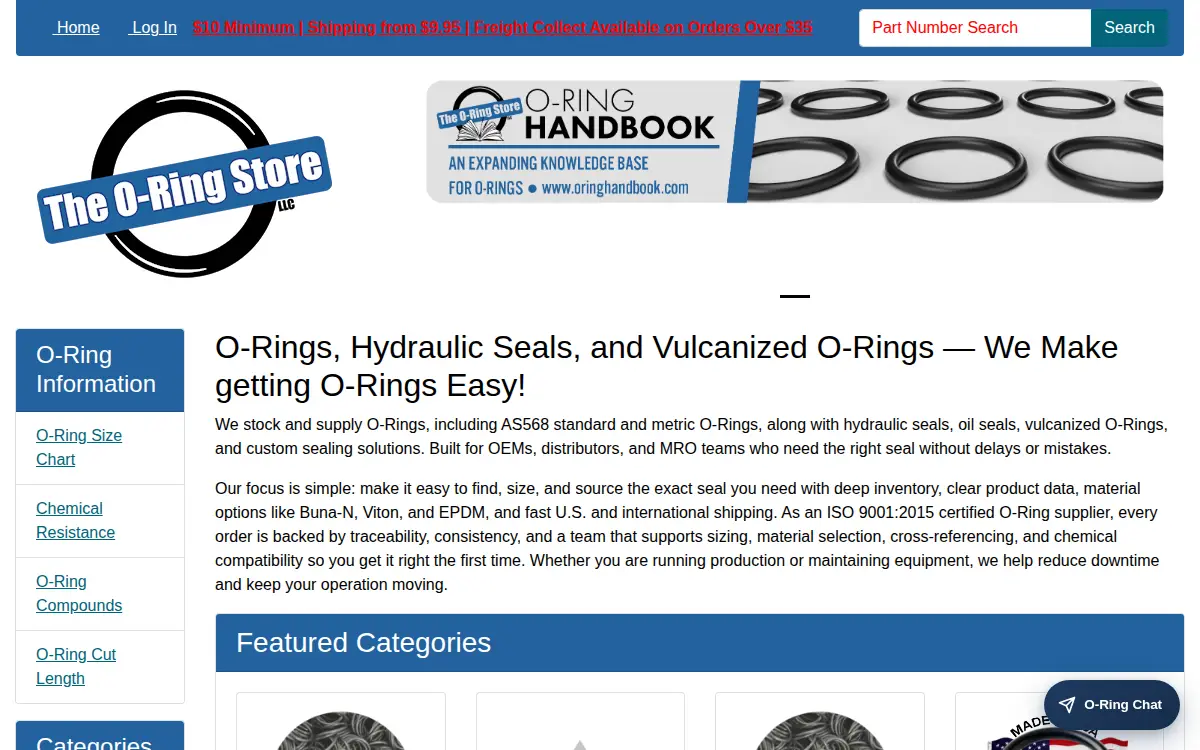 Homepage of The O-ring Store LLC