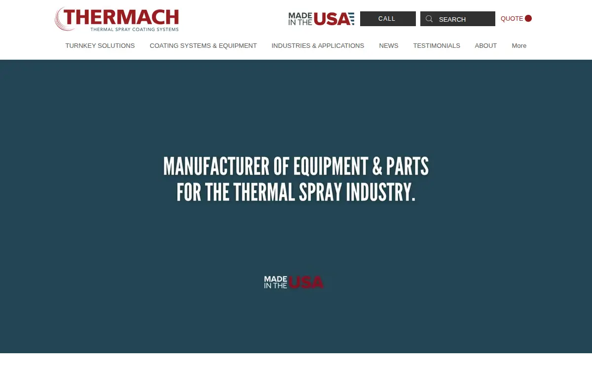 Homepage of Thermach, LLC