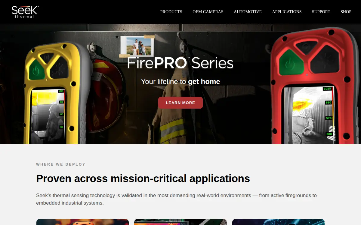 Homepage of Seek Thermal, INC.