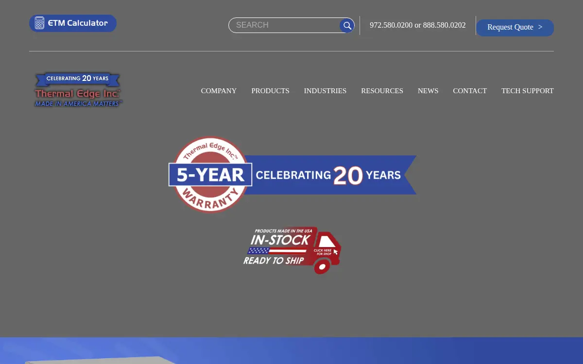 Homepage of Thermal Edge, INC.